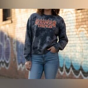 Netflix Gray and  Black Sweatshirt STRANGER 
THINGS